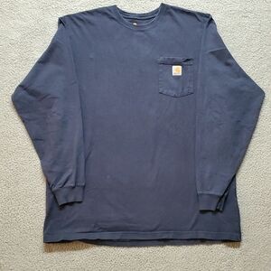 Carhartt Men's Dark Blue Long Sleeve Tee Size XL TALL